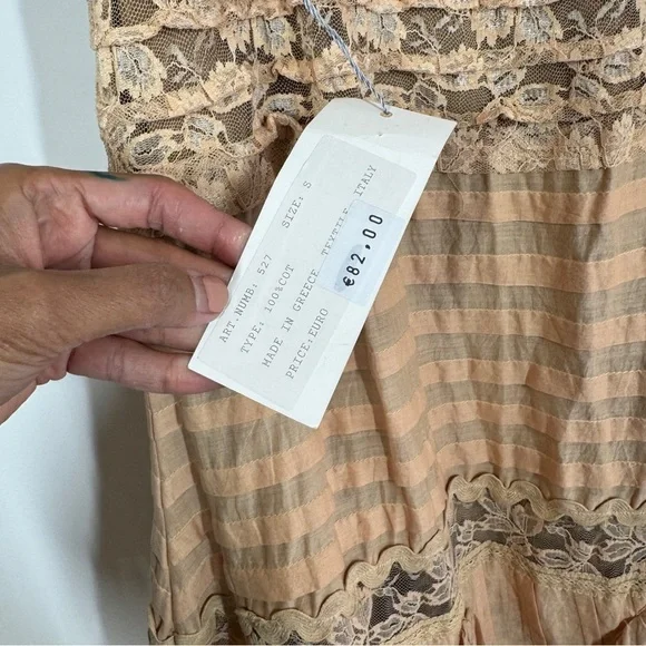 Camelot Italy Peach Lace Tiered Midi Skirt Size S Boho Romantic Cottagecore - Picture 8 of 16